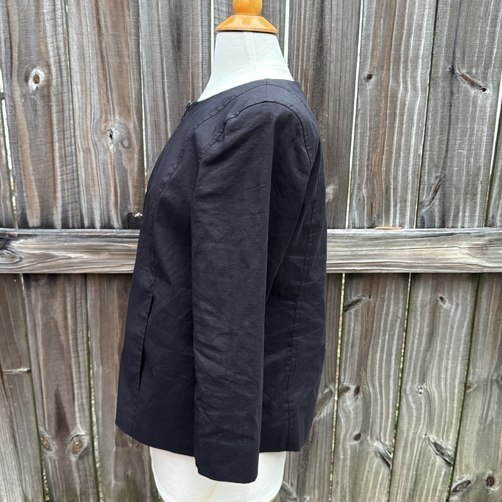 Eileen Fisher polished ramie zip up jacket, size medium - Picture 2 of 7